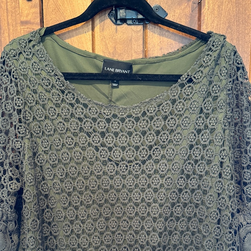 Lane Bryant  Forest Green Lace Midi Dress - Picture 2 of 8